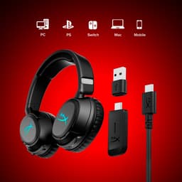 HyperX Cloud Flight 2 – Draadloze Gaming Headset met RGB Covers, tot 100u batterijduur, 2.4GHz & Bluetooth –Multi‑Platform- Zwart — thumbnail 5