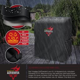 KESSER® Houtskoolbarbecue XL Barbeque Houtskool met Deksel, Wielen, Afdekkap, Roestvrij Stalen Handvat, Barbecuerooster en Thermometer, 8 Spiesen met Zakje & siliconen Borstel, grote BBQ Camping Terras Tuin — thumbnail 4