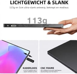 SNJY® Portable Monitor - Draagbare Monitor - Draagbaar Scherm - 15,6 Inch - 1920x1080 Full HD - Zwart — thumbnail 2