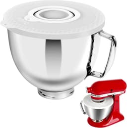 RVS Mengkom - Keukenmachine Kom - Bakken en Mixen - Speciaal Ontworpen - 5 Liter Inhoud - Met Deksel — thumbnail 1