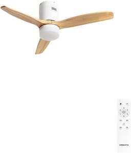 CREATE - Plafondventilator 40W silent 100% hout - S - Met licht - Afstandsbediening - WIND CALM NATURAL WOOD — thumbnail 1