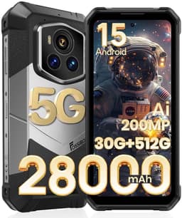 FOSSiBOT F107 Pro Robuuste Smartphone 5G - 30(12+18)GB RAM - 512GB ROM - 200MP AI-Camera - 6,95 inch FHD+ Scherm - 28000 mAh 66 W - IP68 Waterdicht Outdoor Telefoon - Android 15 - WIFI 6 - GPS,NFC,Face ID,OTG - Zwart — thumbnail 1