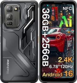 Blackview FORT 5 Robuuste Smartphone - 36GB RAM+256GB ROM - 5000 mAh 33W - 6,78 inch 120Hz - Android 16 - Dual SIM 4G - 108MP+50MP AI-Camera - IP68/IP69K Outdoor Telefoon - Nachtzicht, NFC, GPS,OTG, FM - Zwart — thumbnail 1
