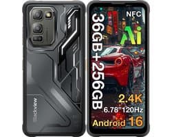 Blackview FORT 5 Robuuste Smartphone - 36GB RAM+256GB ROM - 5000 mAh 33W - 6,78 inch 120Hz - Android 16 - Dual SIM 4G - 108MP+50MP AI-Camera - IP68/IP69K Outdoor Telefoon - Nachtzicht, NFC, GPS,OTG, FM - Zwart
