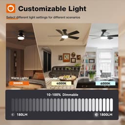 5 Blad Plafondventilator | Met Afstandsbediening | 6 Standen | Geheugenfunctie | Zwart/Bruin | Ventilator | 132 cm | Dimbaar | Woonkamerlamp | Moderne lamp — thumbnail 2
