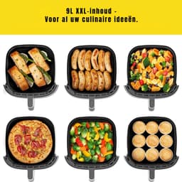 DYNA® Airfryer XXL - Mini-oven - Heteluchtfriteuse - 9L - 9 Programma's - Zwart - 31cm x 32cm x 31cm — thumbnail 3