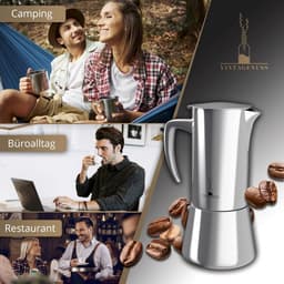 Inductie Espresso Maker van Roestvrij Staal voor 6 Kopjes - Ideaal voor Camping — thumbnail 5