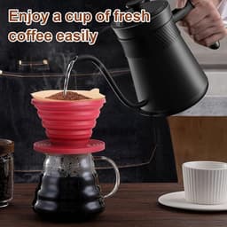 Opvouwbare koffiedruppelaar van siliconen - Draagbaar filter voor verse koffie onderweg — thumbnail 5