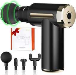 Massagepistool, spierpercussiemassageapparaat met 4 massagekoppen, stil en draagbaar massagepistool voor diepe weefselmassage van rug, benen, schouders en nek. Ideaal cadeau voor sporters en thuisgebruikers. — thumbnail 1
