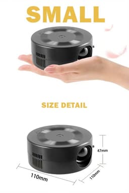 Mini Projector - Mini beamer - Draagbaar - Zakprojector - Draagbare Thuisbioscoop – Ondersteunt – Voor Kinderen & Smartphone – Rond – Zwart – 11x11x4.7cm — thumbnail 4