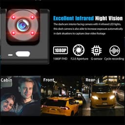 1080P high-definition dashcam, driewegcamera, groothoeklens, binnen- en buitenopname met beeld-in-beeld, eenvoudige installatie — thumbnail 3
