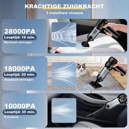 CLVP® Kruimeldief Draadloos - Auto Stofzuiger - Handstofzuiger - Zwart — thumbnail 3