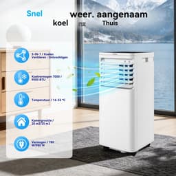 Glitzerlife - Mobiele Airco - Mobiele Airconditioner Aircooler - 9000 BTU Koelvermogen - Met Afvoerslang en Afstandsbediening - ABS Airconditioner voor Slaapkamer en Woonkamer - Wit — thumbnail 4