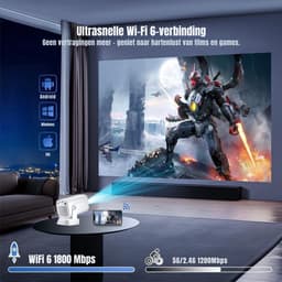 DYNA® Draagbare beamer - Beamer - Projector - Mini Beamer - Wit - 20cm x 11cm x 10cm — thumbnail 2