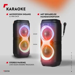 Bluetooth speaker - Fenton Track210 - Partybox met microfoon - Lichteffecten en oplaadbare accu — thumbnail 4