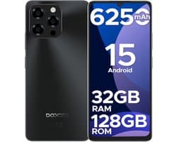 DOOGEE Note 58 4G - Smartphone - 32 GB RAM + 128 GB ROM (2TB/TF) - Android 15 - 6250 mAh - 6,75 Inth 90 Hz - AI-camera 16 MP - Face ID - NFC - GPS - Zwart
