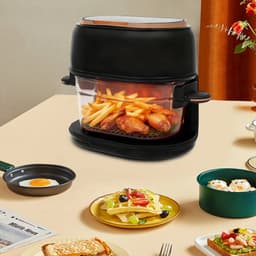 Sensova - Airfryer / Heteluchtfriteuse 4L met Touchscreen en Glazen Bakmand - 1350W Gezonde Heteluchtfriteuse met Zichtbaar Kookproces - Instelbare Temperatuur 60-190°C - Veilig en Ideaal voor Gezinnen — thumbnail 2