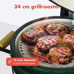 KitchenBrothers Kamado BBQ - 16 Inch Houtskool Barbecue - 34⌀ cm - PFAS-vrij - Deluxe Set - Egg BBQ met Accessoires - Vaderdag Cadeau - Groen — thumbnail 5