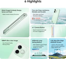 HONOR 600 Lite 5G Smartphone – 8GB 256GB – 108MP Camera – 6520mAh Batterij – Velvet Grijs — thumbnail 5