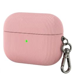 Luxe geribd hoesje voor oordopjes – Vertical Stripe design met sleutelhaak, geschikt voor AirPods Pro 3 (Roze) — thumbnail 1