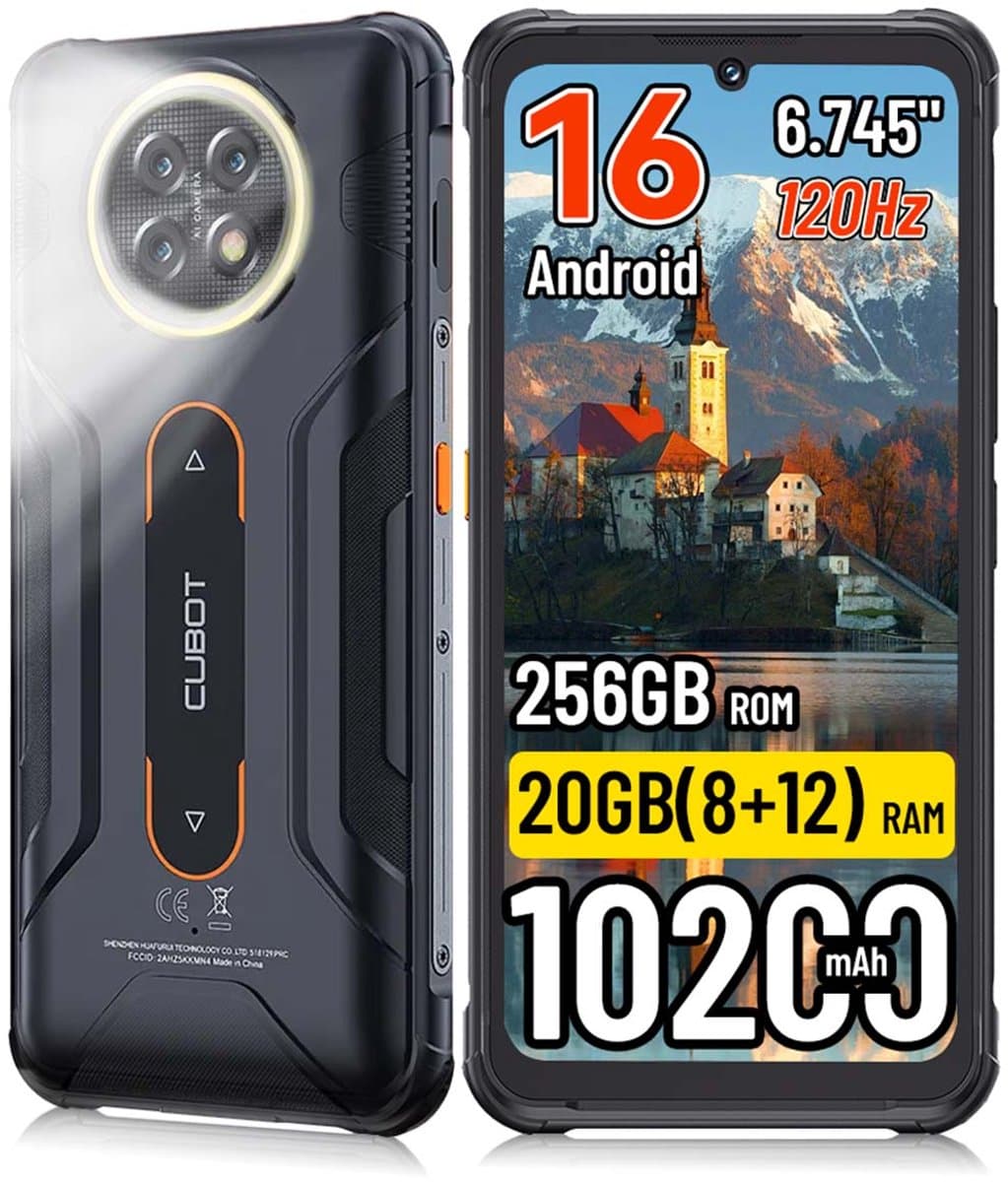CUBOT Kingkong Ace 5 Robuuste Smartphone - 20GB RAM 256GB ROM - 10200mAh 33W Robuuste Telefoon - 6,745inch 120Hz - 4G Dual SIM - 48MP+16MP - IP68/IP69K - Android 16 - NFC GPS - Zwart — afbeelding 1