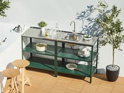 Tuinkeuken Eiland - Buitenkeuken Tafel - Buiten Koken - Roestvrij Staal Werkblad - 80x50x90 cm - Groen — thumbnail 5