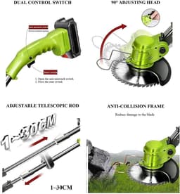 Elektrische Grasmaaier - Handmaaier Kransmaaier - Tuin Onderhoud - Afneembaar 2-in-1 - 7.2V 1500mAh - Wit — thumbnail 4