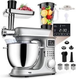 Keukenmixer - Bakmachine Beslagmaker - Veelzijdige Keukentaken - 7 Snelheden Digitale Display - 8 Liter Kom - Zilver — thumbnail 1