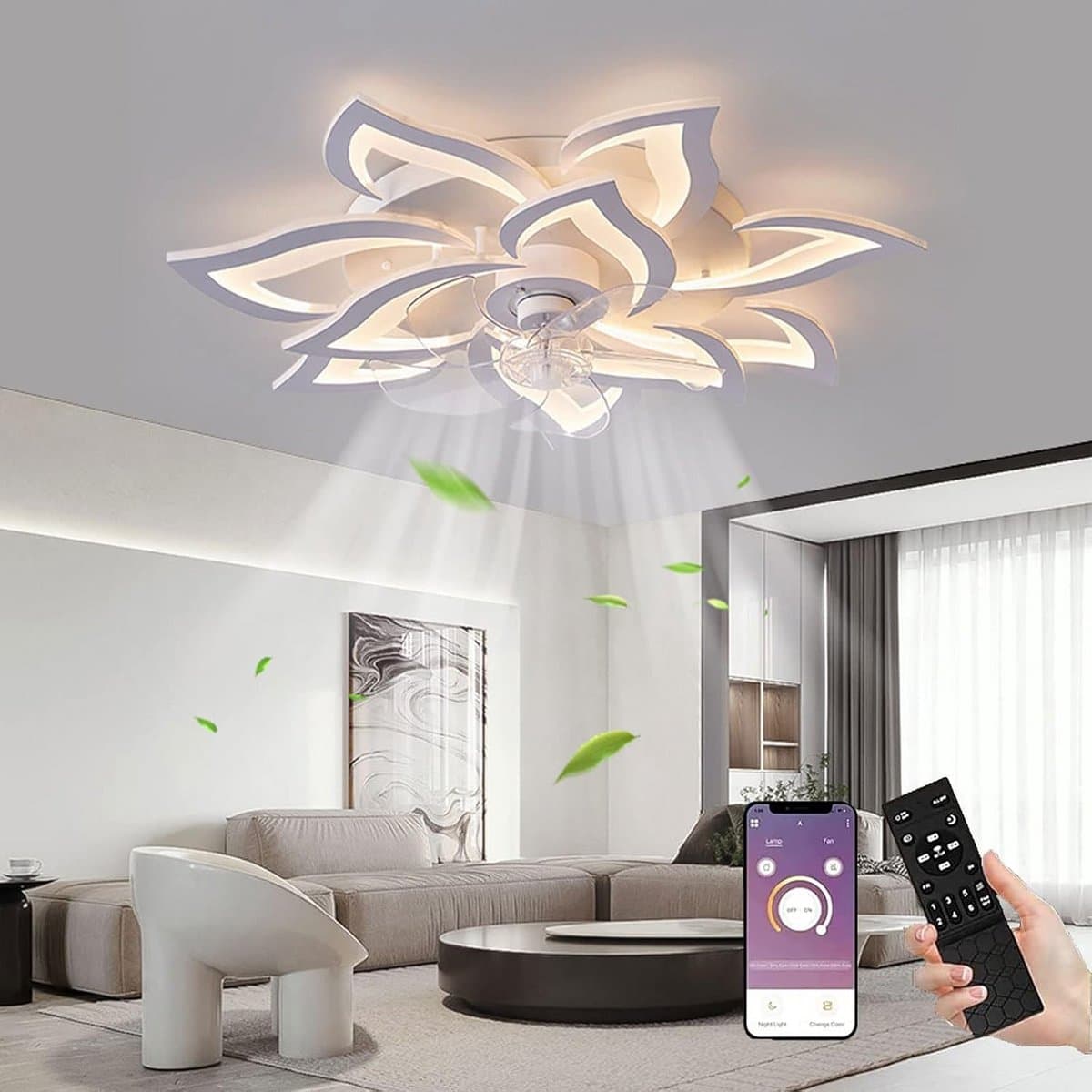 Moderne Plafondventilator met Dimbaar LED Licht en Afstandsbediening — afbeelding 1