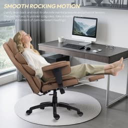 Dowinx Gamingstoel - ergonomische bureaustoel - pocketvering zitting - dubbele zachte rugleuning - verstelbaar lendenkussen - armleuningen - uitschuifbare voetsteun - PU leer - bruin — thumbnail 4