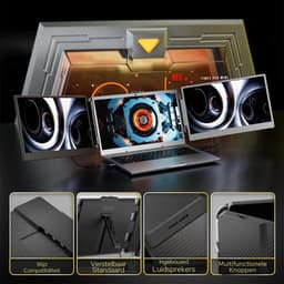 Florixa® Professionele Portable Monitor Pro 2024 - Inclusief Beschermhoes en Kabels - Krachtige Laptop Scherm Uitbreider - Zwart - ‎36cm x 21cm x 4cm — thumbnail 3
