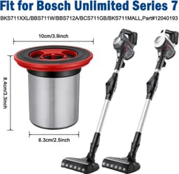 Vervangingsfilter - geschikt voor Bosch Unlimited Series 7 draadloze stofzuiger BKS711XXL - BBS711W - BBS712A - BCS711GB - BKS711MALL - 12040193 - wasbaar roestvrijstalen HEPA-filter — thumbnail 2