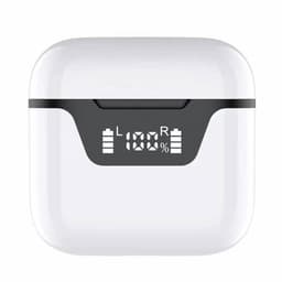 AUDEX Draadloze Bluetooth Oordopjes met Display – Semi In-Ear Earbuds – LED Batterij Indicator – USB-C Oplaadcase – Geschikt voor iPhone & Android – Wit — thumbnail 2