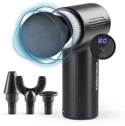 VITALmaxx massagepistool met 6 standen | Massagetoestel met 4 opzetstukken | Werkt op batterijen tot 90 minuten en oplaadbaar via USB-C | Bijzonder licht en handzaam voor onderweg en tijdens het sporten [zwart/zilver] — thumbnail 1