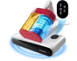 CLEANmaxx mijtzuiger voor matrassen met UV-C-licht, rotatie | Matrasreiniger met HEPA-filter, verwijdert 99,9% van alle mijten | Matraszuiger met ultrasoon geluid, warmte en trillingen