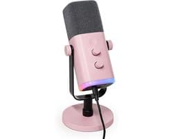 FIFINE AM8 - Gaming Microfoon Dynamische - Podcast Streaming PC PS4 PS5 - Ruisonderdrukking - Touch Mute Knop - USB RGB - Roze