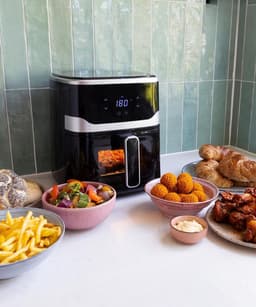 Quvo® Mini Airfryer - Kleine Friteuse - Frituese - met Tefloncoating - 5L- Zwart - 32cm x 25cm x 31cm — thumbnail 4