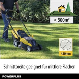 Elektrische Grasmaaier - Gazonmaaier Tuinmachine - Middelgrote Tuinen - Grasopvang Mulchen - 420 mm Maaibreedte - Geel — thumbnail 3