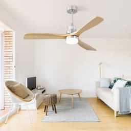 Plafondventilator 132 cm met dimbare LED - 6 snelheden - 3 houten bladen - omkeerbare DC-motor - afstandsbediening - slaapkamer — thumbnail 4