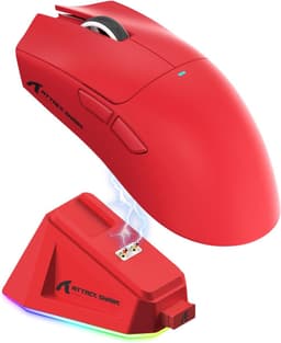 ATTACK SHARK X11 - RGB Gaming Muis - Magnetisch Oplaaddock - PAW 3311 Sensor - 59g Lichtgewicht - Bedraad + 2.4G + BT - 22.000 DPI - Rood — thumbnail 1