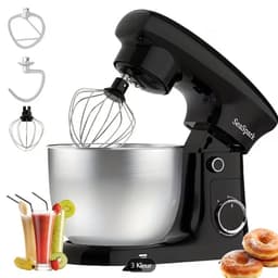 3-IN-1 Keukenstaande Mixer, 10-snelheden Kantelbare Mixer met Pulsfunctie, Inclusief 5,5L RVS Kom, Deeghaak, Mixer, Eierklopper, Spate,Roeren, Noedels kneden, Eieren kloppen, Slagroom, Afwijzen — thumbnail 2