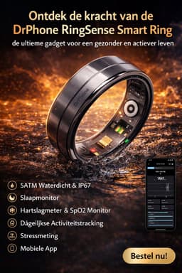 DrPhone RingSense – Smart Ring - Europese ringmaat 67 - 5ATM Waterdicht – Slaapmonitor – Hartslagmeter - SpO2 Monitor - Dagelijkse Activiteitstracking - Mobiele App – Donker Grijs — thumbnail 3