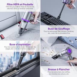 Draadloze Handstofzuiger – 26000PA Krachtig – Mini en Draagbaar – 3 Instelbare Niveaus – 4 HEPA-filters – Voor Auto, Huis, Keuken en Dierenharen — thumbnail 4