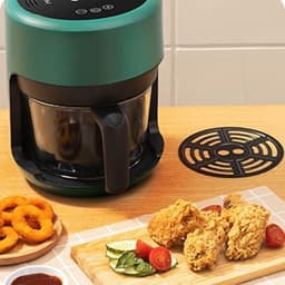 Heteluchtfriteuse 25 Liter - Olievrije Frituurpan - Gezond Koken - Transparant Glazen Ontwerp - 6 Menu Opties - Wit — thumbnail 4