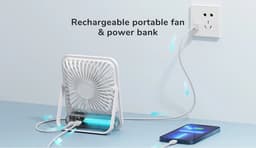 Tafelventilator stil USB oplaadbaar – Opvouwbare mini ventilator – 4 standen – Draagbaar wit — thumbnail 5