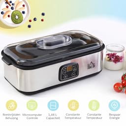 Jurrys Yoghurtmaker - Yoghurt Machine - Yoghurt apparaat - 8 Potten - Zelfgemaakte Yoghurt - BPA vrij - Timerfunctie - Zilver — thumbnail 5