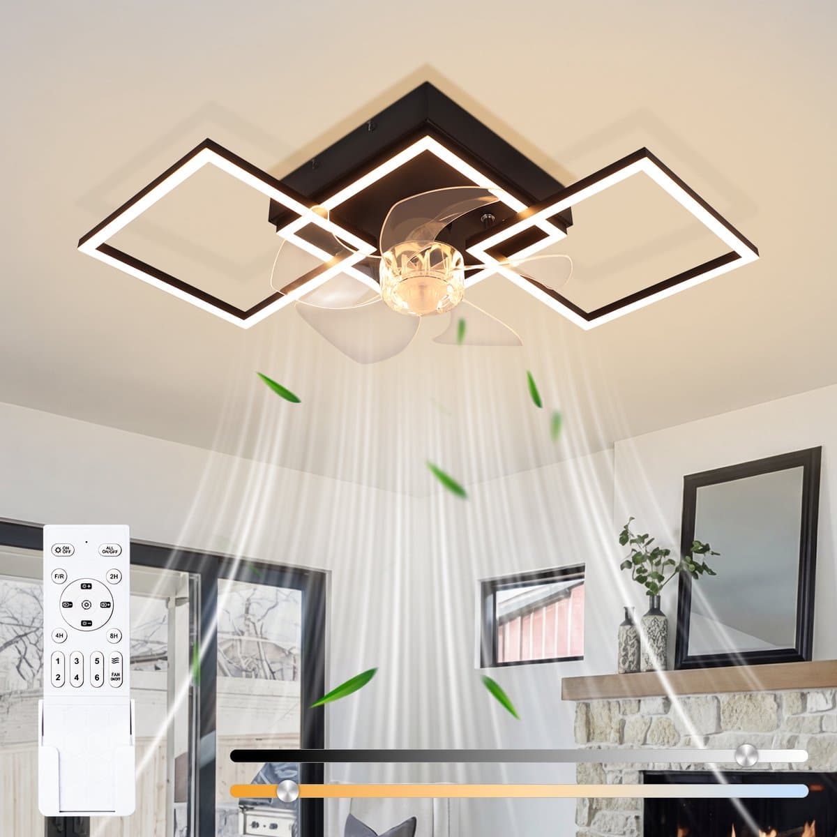 NETTLIFE Moderne Plafondlamp met Ventilator LED - 68cm - 6 Standen - Dimbaar - Met Afstandsbediening en Timer - Voor Woonkamer & Eetkamer — afbeelding 1