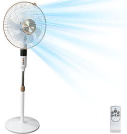 Staande ventilator 60W - Statiefventilator met 3 Snelheden - Vloerventilator met met Afstandsbediening - Stille Ventilator in Hoogte Verstelbaar 110 tot 125 cm - Timer - Kantelbaar en Oscillerend - 53dB - Wit — thumbnail 1