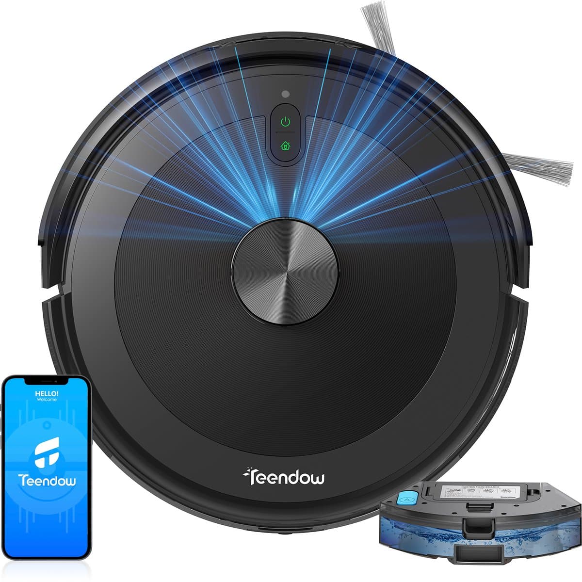 Robotstofzuiger met Dweilfunctie & Automatische Leegbasis – 4000 Pa Zuigkracht – LiDAR Navigatie – App & Alexa – Tot 260 min – Zwart — afbeelding 1
