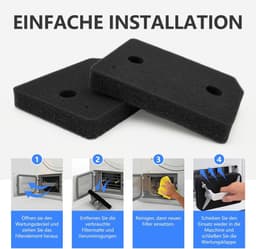 Droger Filter Sponsfilter - Droger Filter voor Miele T1 - 4 Stuks - Warmtepompdroger Pluizenfilter - Geschikt voor Vervangingsfilter Miele TCB150WP & TEB155WP - Schuimfilter Spons - 2-laags Ontwerp - Wasbaar - Onderhoud Set - Sokkelfilter - Zwart — thumbnail 3
